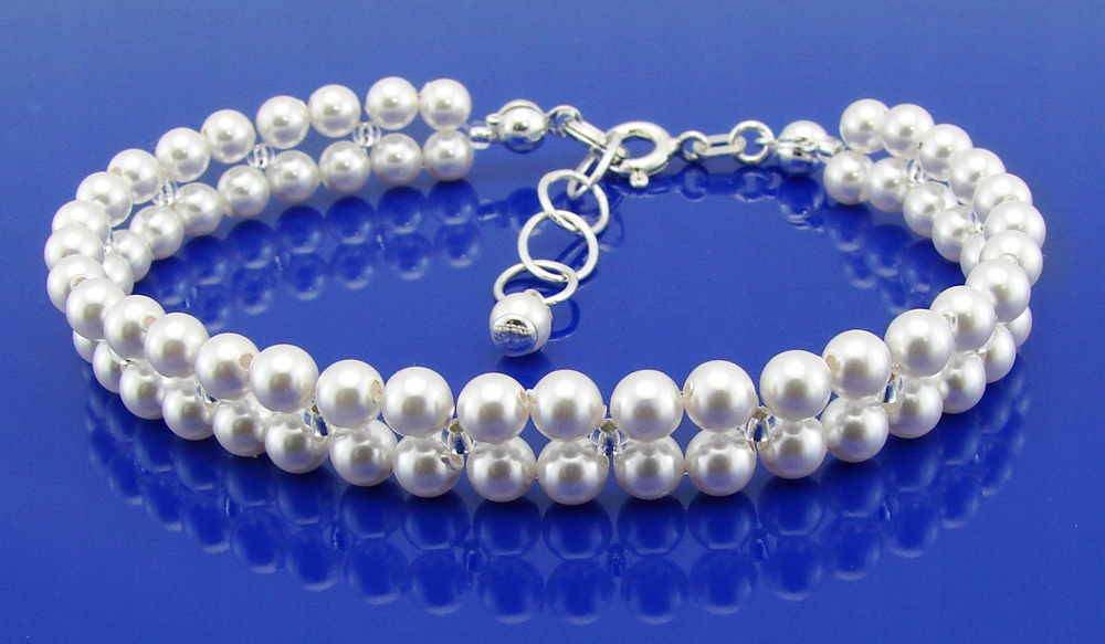 ARSYLION ślubny naszyjnik z białymi perłkami 925 Długość całkowita 45 cm