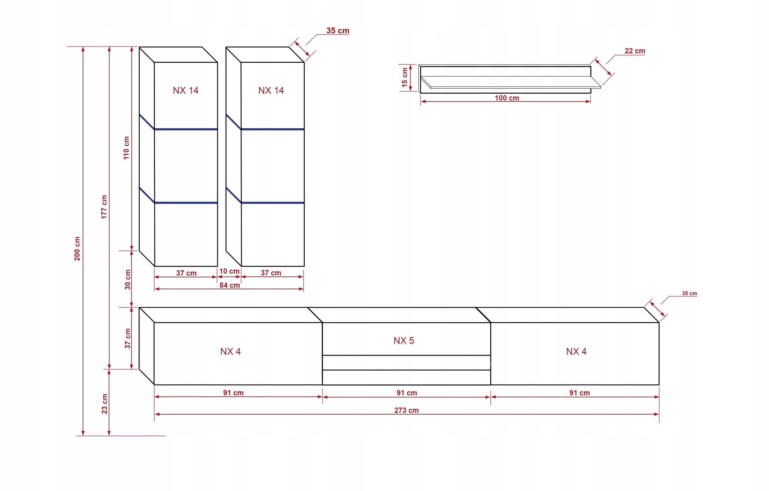 Meblościanka Zestaw Meble Ścianka Salon RTV N54 Kod producenta meble do pokoju salonu meblościanka