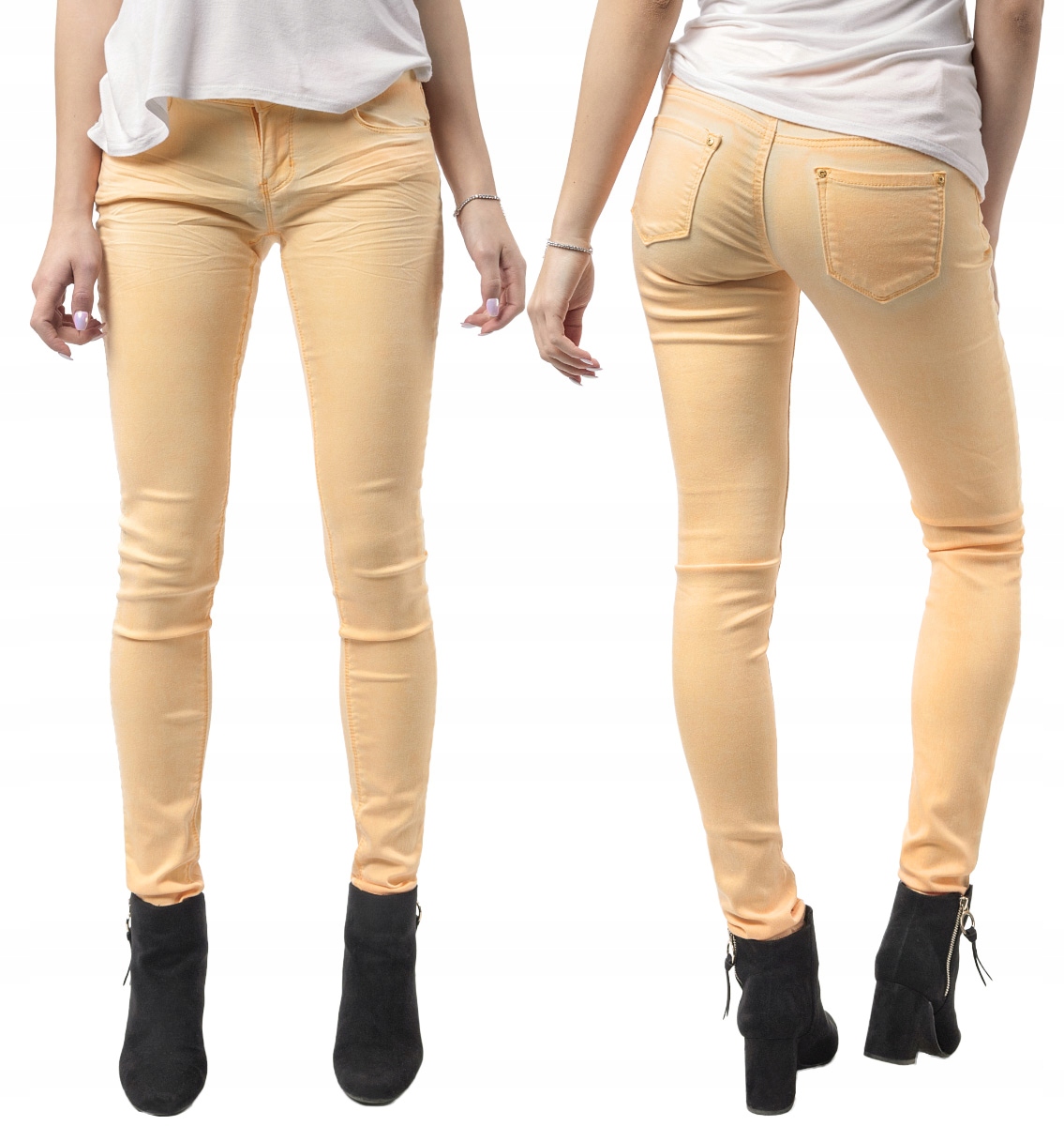 

Spodnie Damskie Rurki Bawełniane 1015 76 cm morela