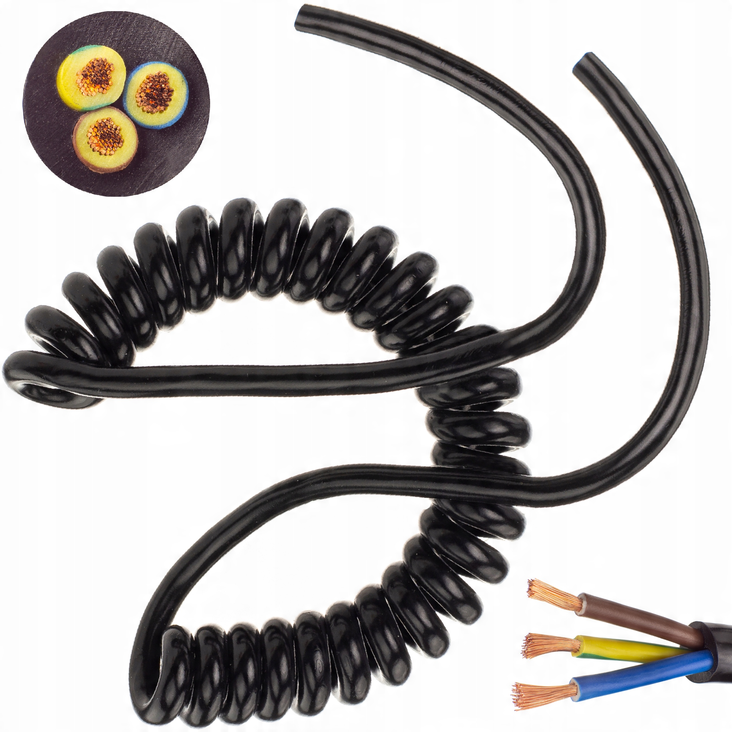 

Przewód kabel prądowy spiralny Omy 3x1 0,9m