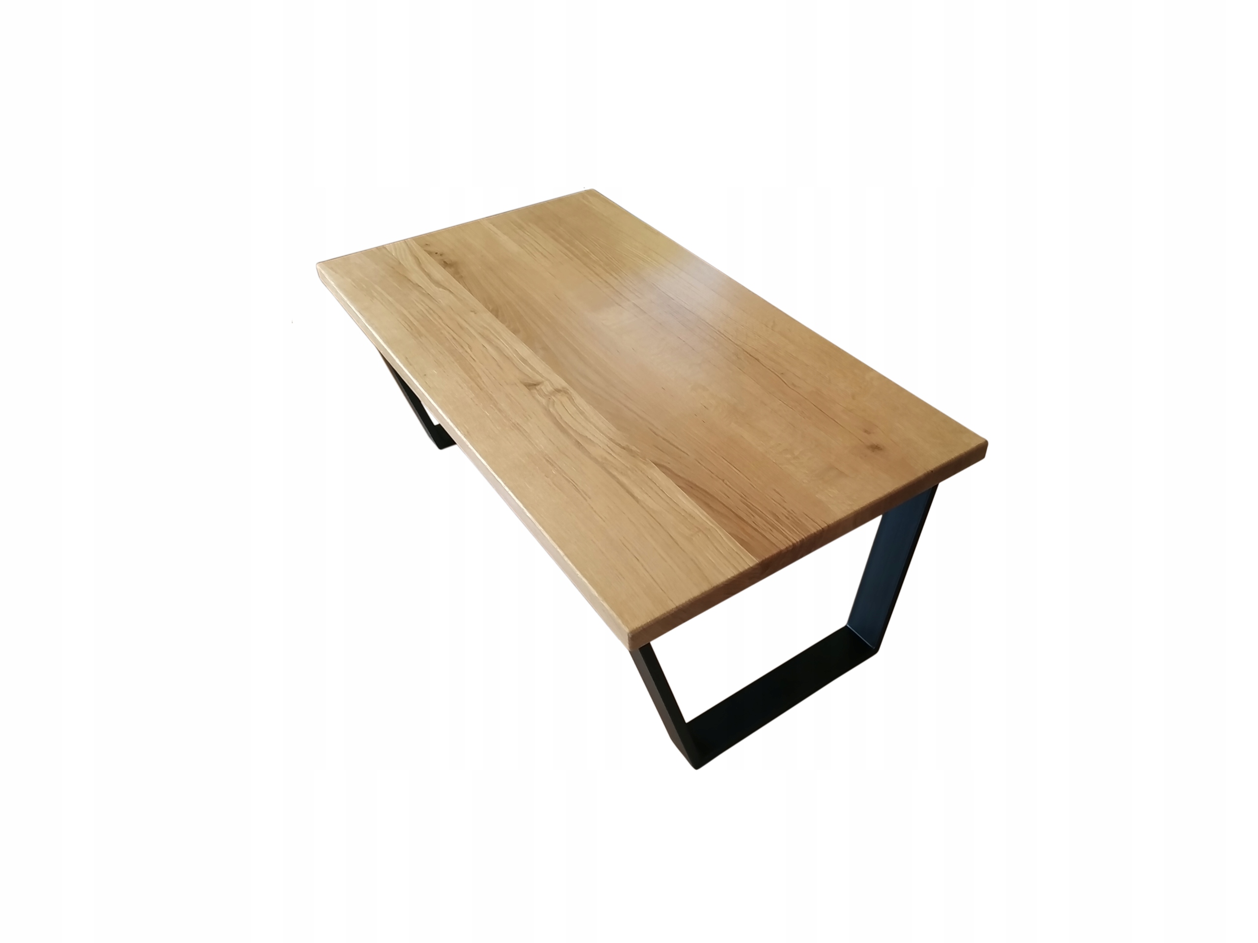 Industrialny stół z blatem jesionowym i profilem w kształcie trapezu