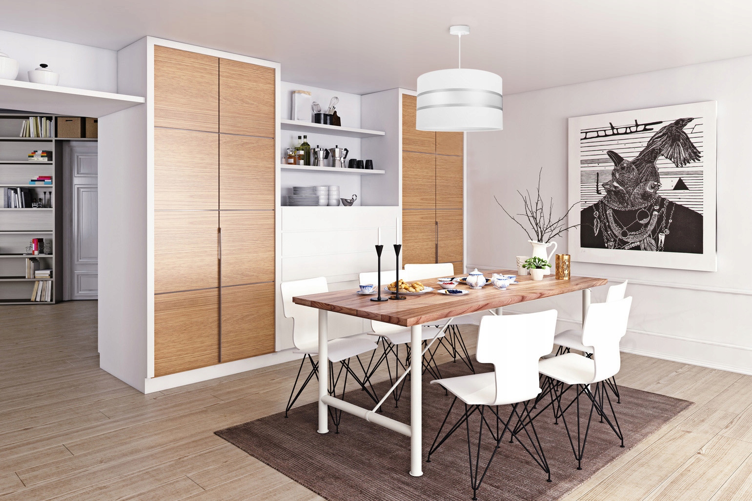 LAMPA WISZĄCA SUFITOWA ŻYRANDOL ABAŻUR NOWOCZESNA Styl nowoczesny