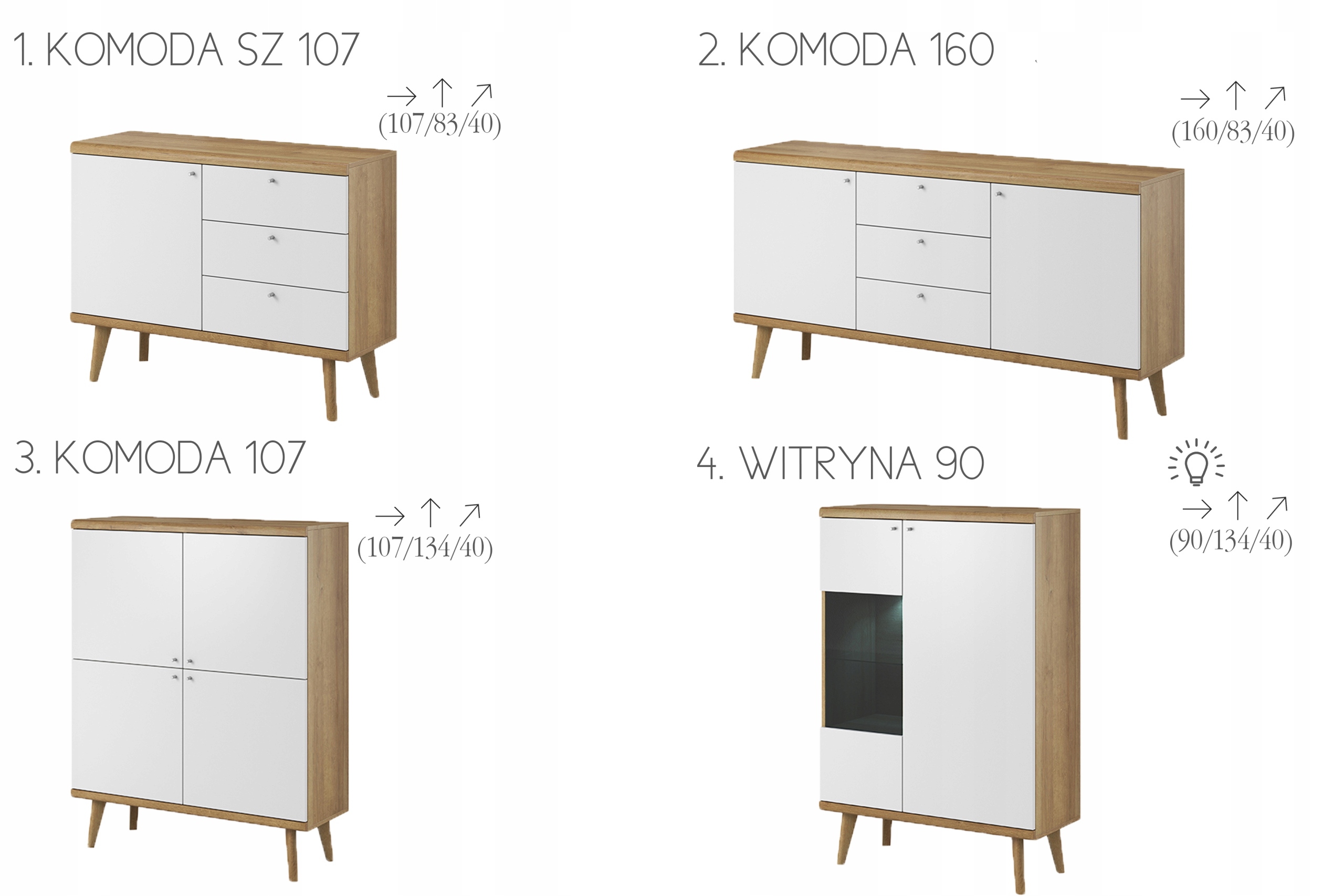 Szafka RTV 107, Kolekcja OSLO, Styl Skandynawski Głębokość mebla 40 cm
