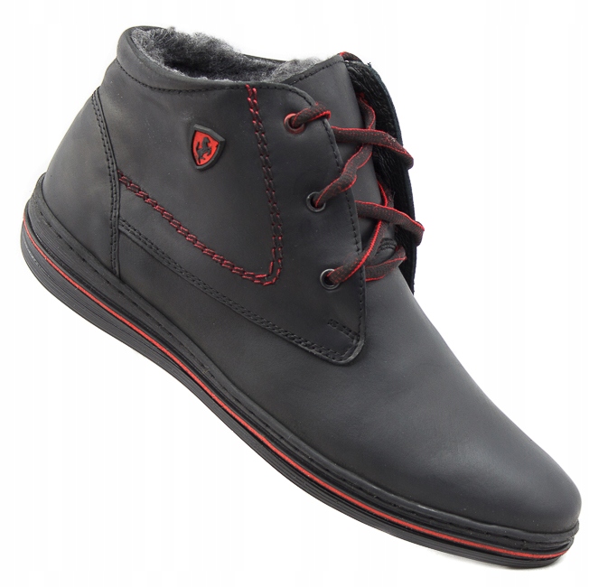 

Buty Zimowe Skórzane Ocieplone 339 Czarny 42