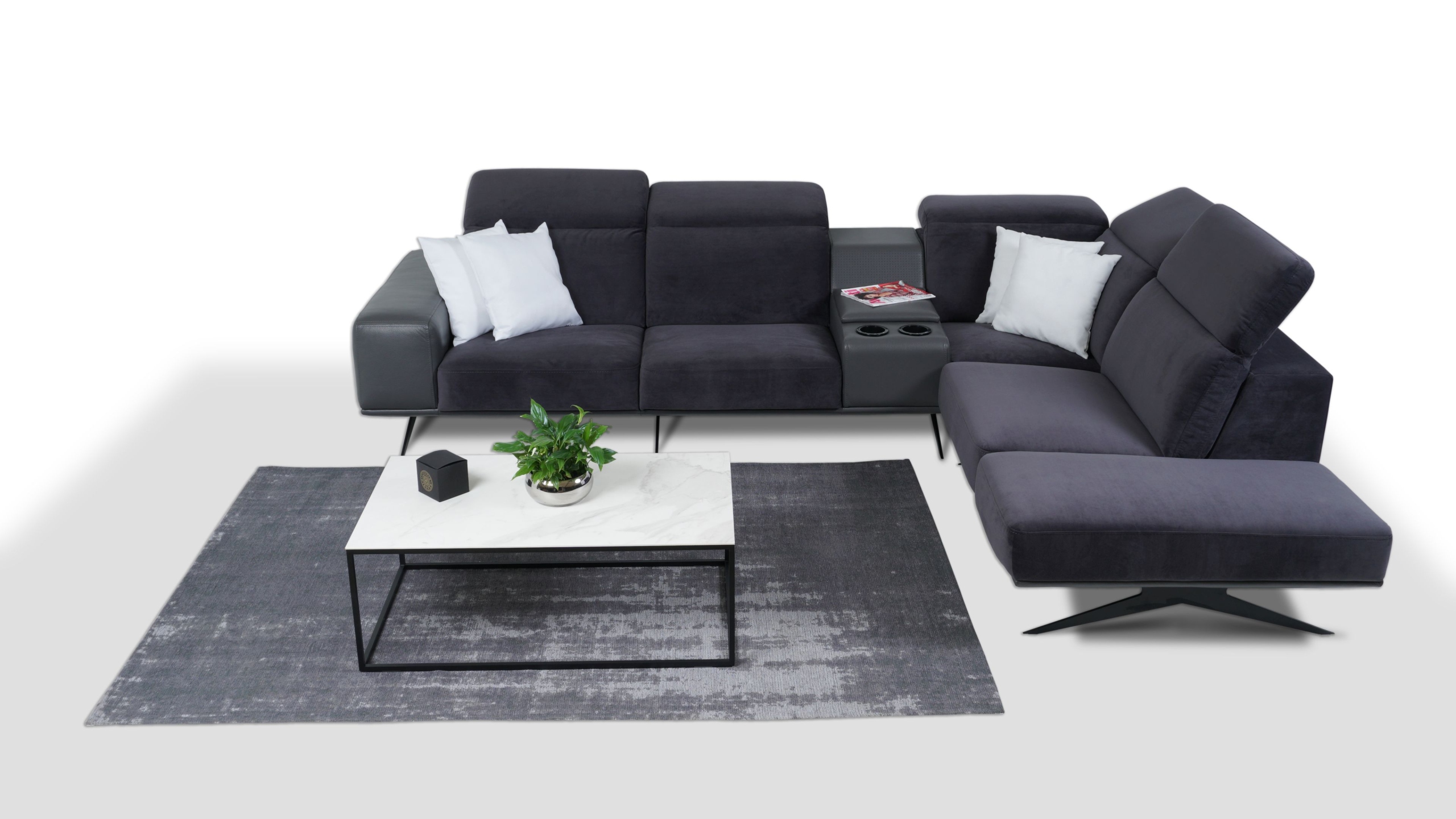 Kanapa z leżanką wysokie nóżki Regulowane zagłówki Kolekcja Venafro