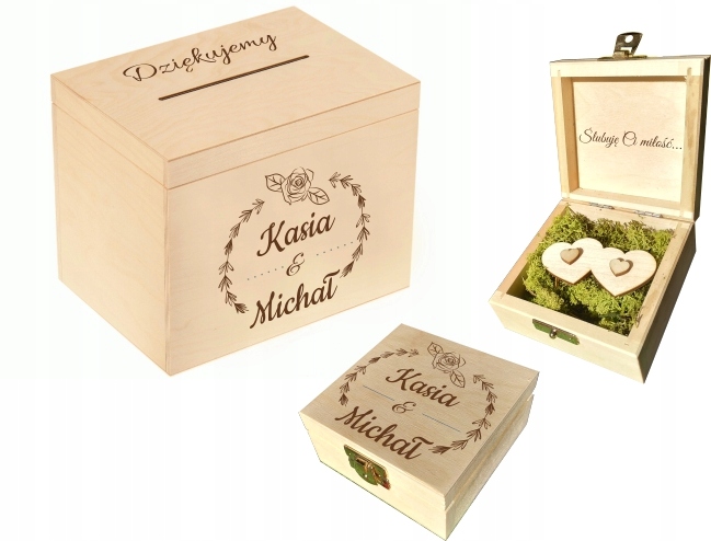 

Pudełko na koperty szkatułka na obrączki komplet