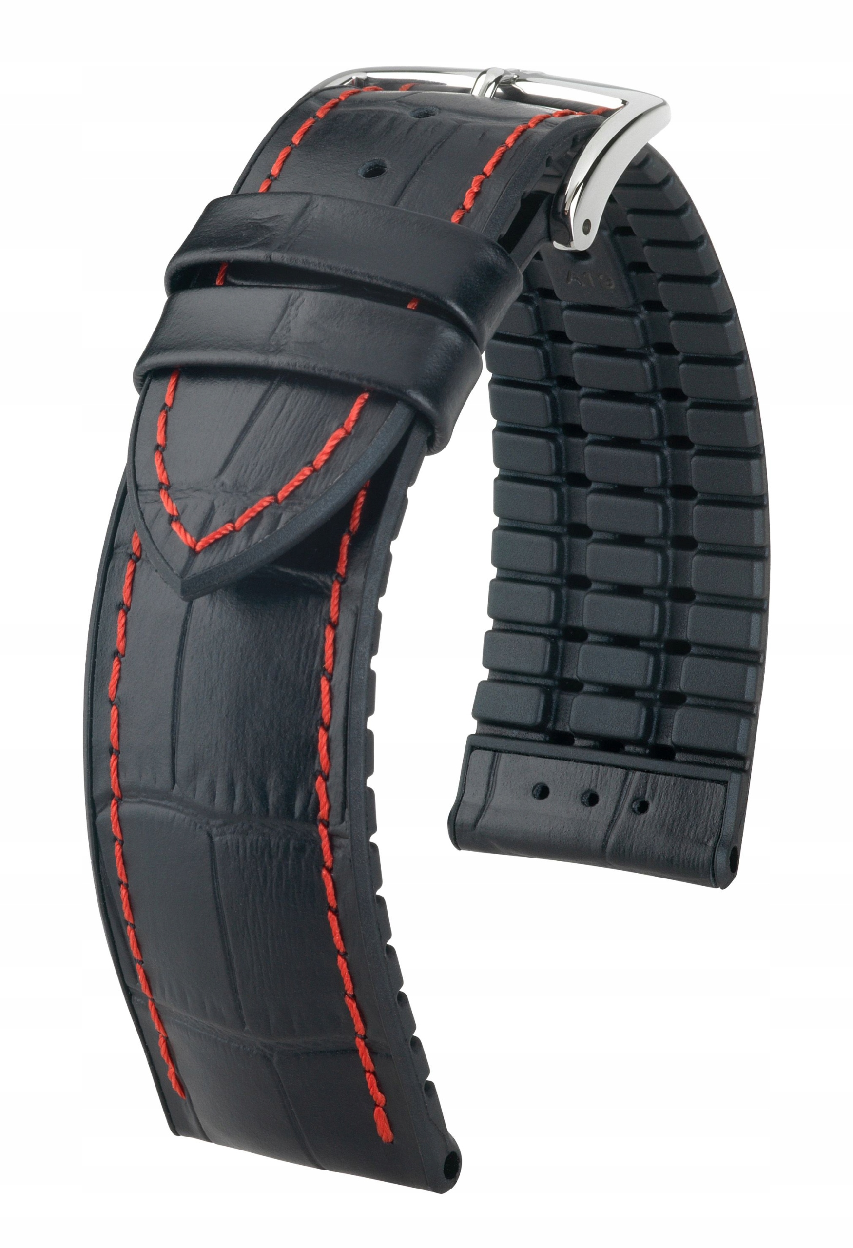 Pasek Do Zegarka Hirsch George Black Red 22 MM