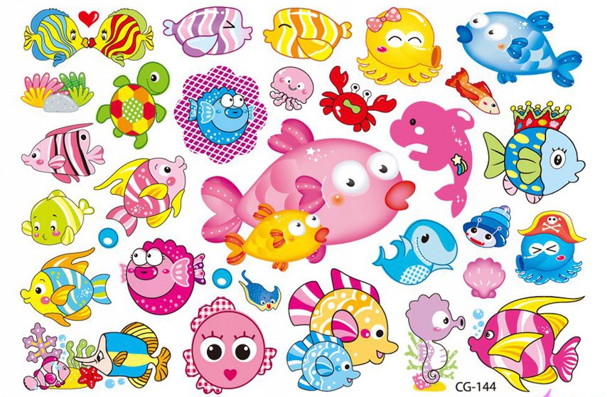Tatuaż naklejki Rybki Fish Śpiewające brzdące SEA