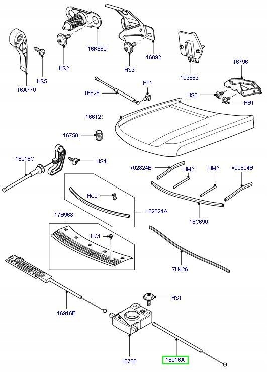 Linka maski do Range Rover L322 Vogue ORYGINAL Part manufacturer Land Rover original OE
