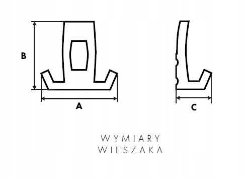 WIESZAK MEBLOWY PODWÓJNY WHZB44 CZARNY NOWOCZESNY Wysokość 40 mm