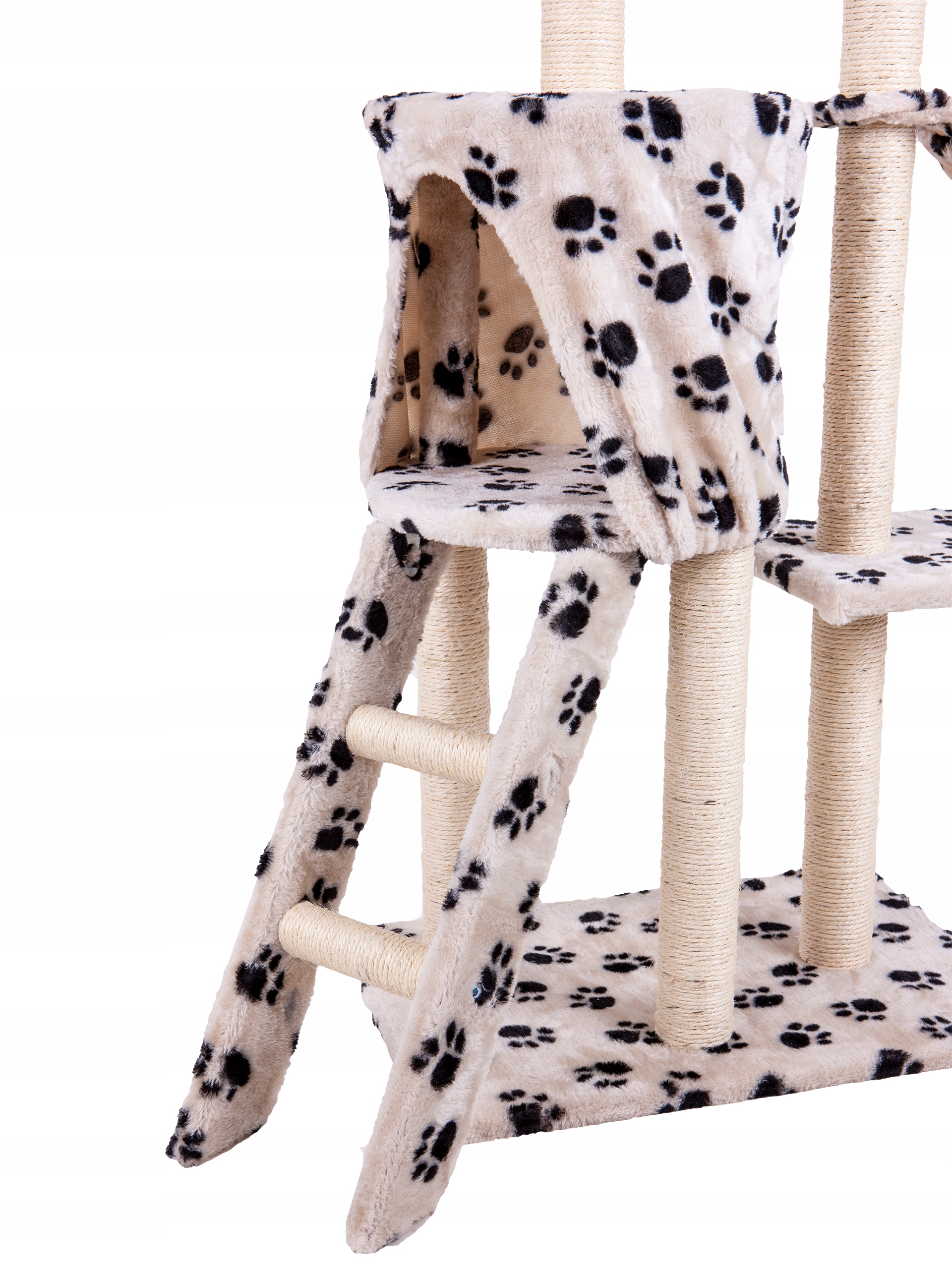 Levně Škrabací Stoupky Pro Kočky Pelíšek Peřálek S Věží 1, 38 CM XXL, Béžová, S Tlapkámi Pro Petsi