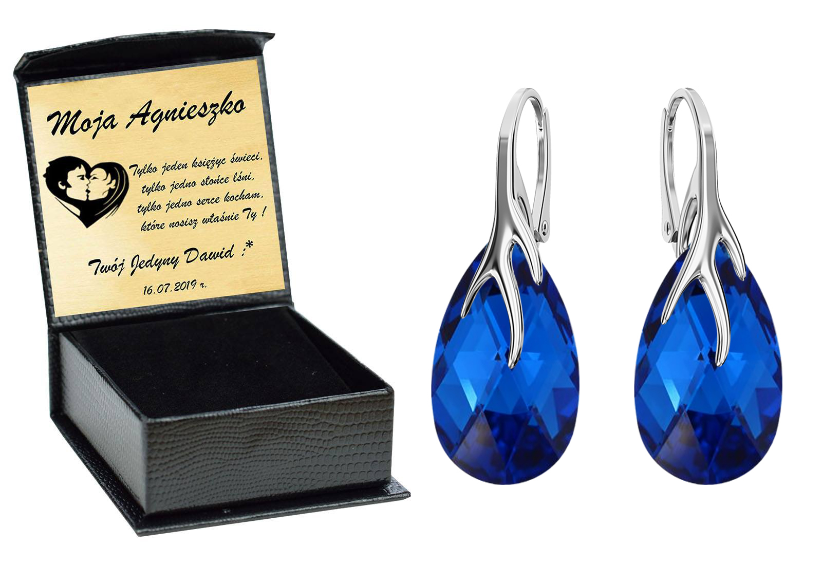 

Drapieżne Kolczyki Swarovski Srebro 925 Grawer