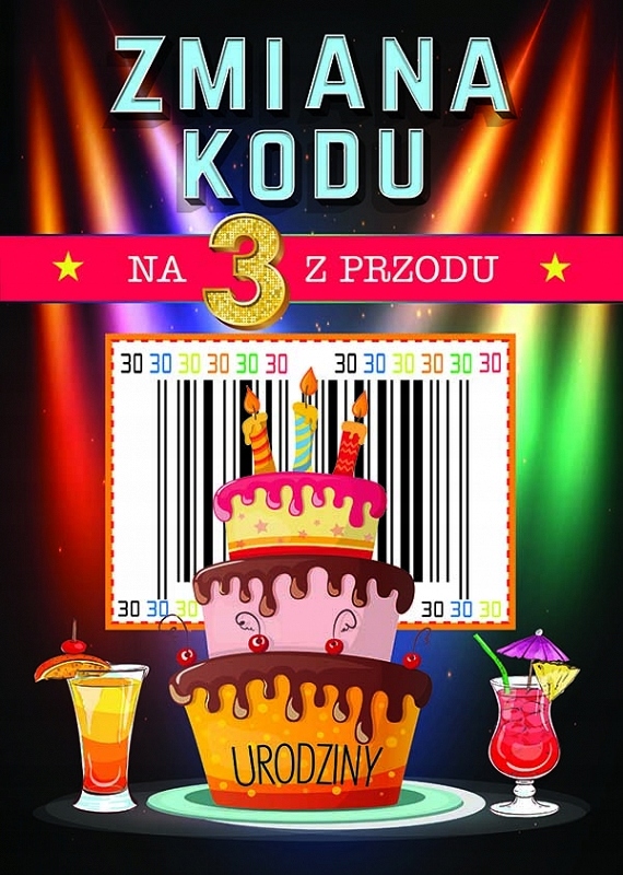 

Karnet na 30 Urodziny Zmiana Kodu Na 3 Z Przodu