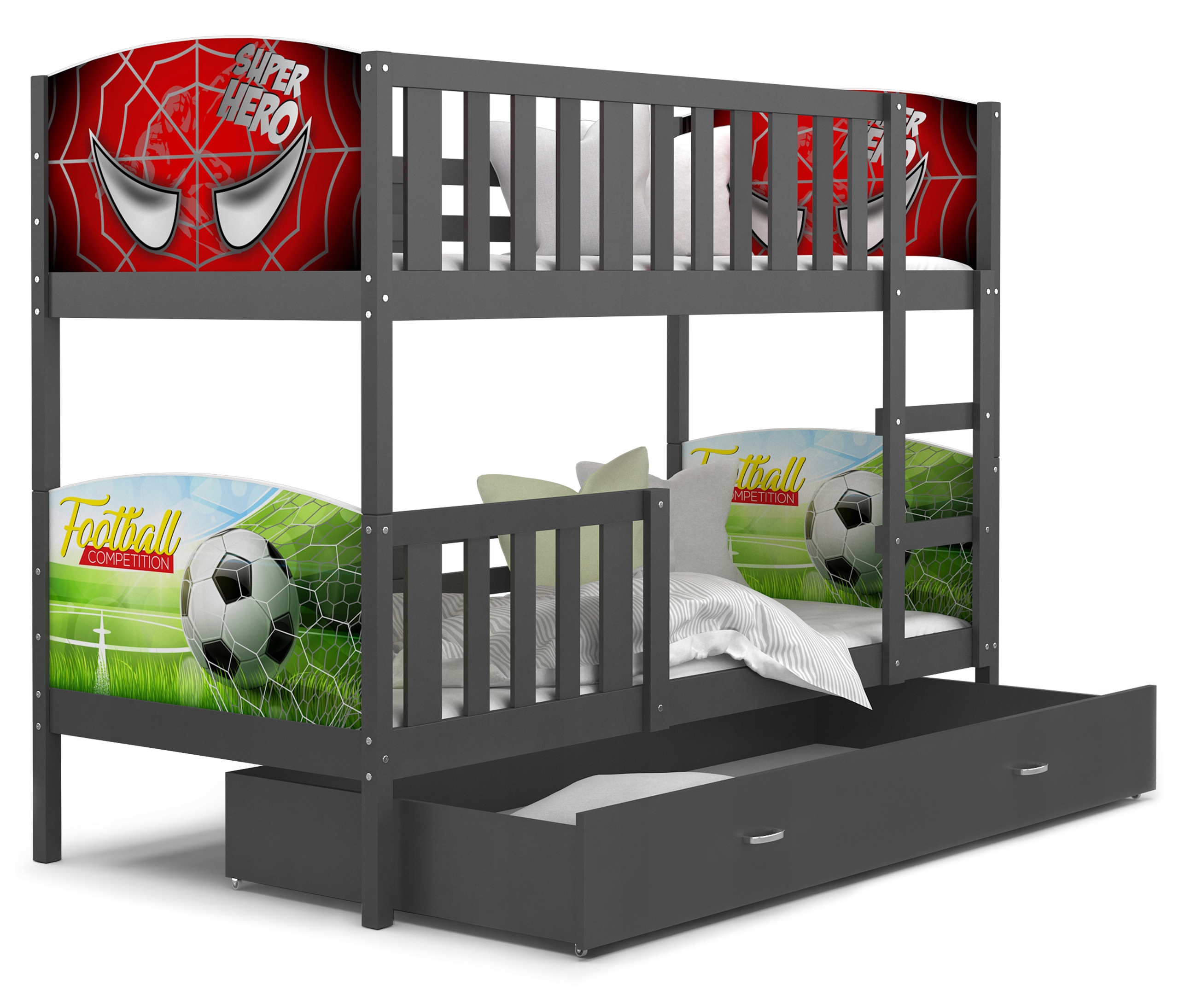 Двухъярусная кровать TAMI серые с графика 200x90