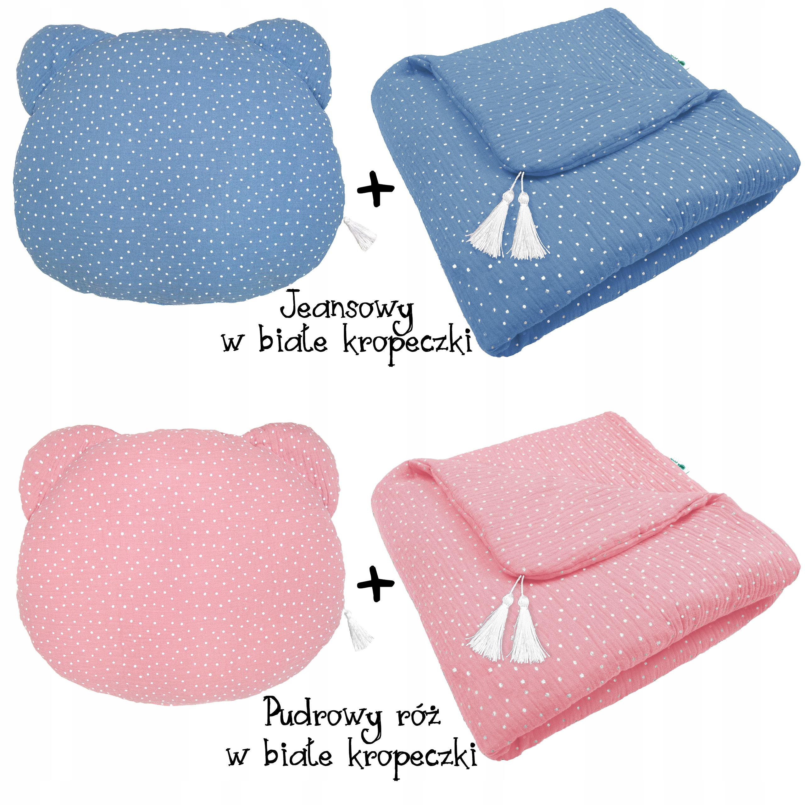 MUŚLINOWA kołderka + Misio podusia __ Kocyk 65x95 Marka inna marka