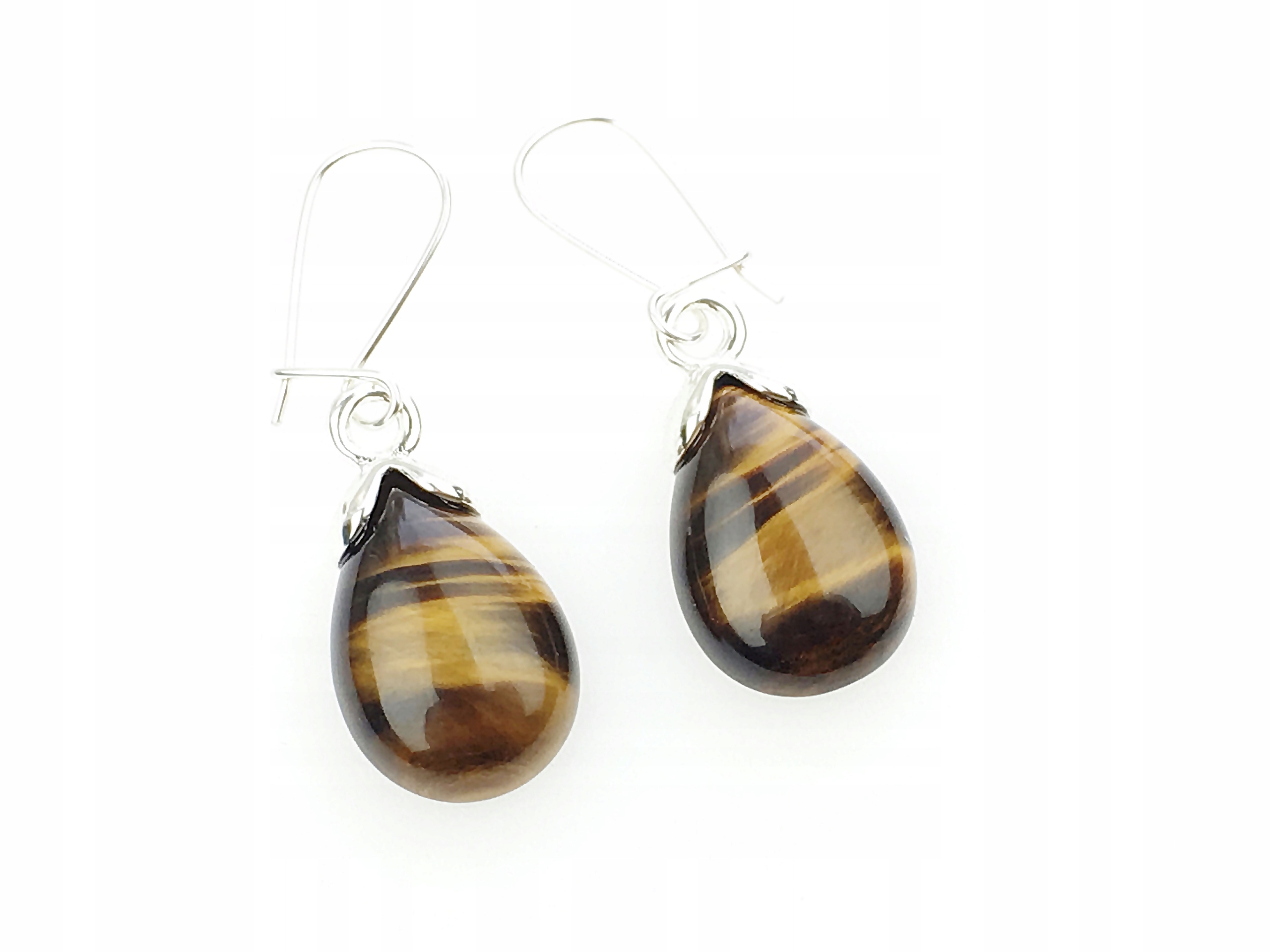 

kolczyki wiszące kamień tygrysie oko bigle srebrne