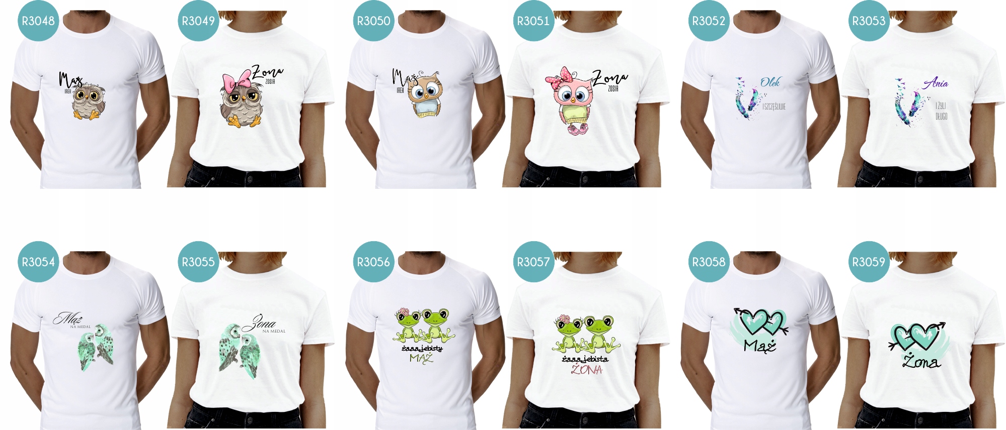 Koszulki dla PAR prezent Walentynki z nadrukiem Materiał dominujący bawełna