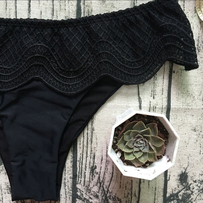 STRÓJ KĄPIELOWY DWUCZĘŚCIOWY KOSTIUM KORONKA BIKINI USZTYWNIANY PUSH UP M Rozmiar M