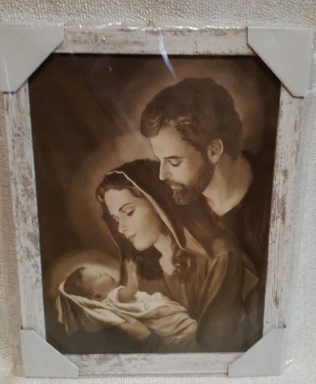 

Obraz Święta Rodzina sepia biała rama 76x56