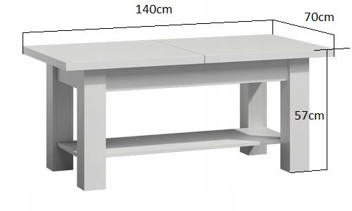STOLIK ŁAWA PODNOSZONA Z PÓŁKĄ 140x70 DĄB CANYON Kolor mebla biały