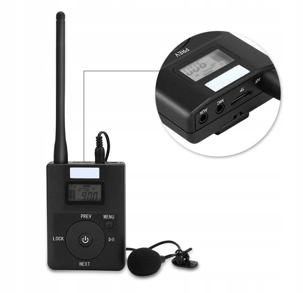 PRZENOŚNY NADAJNIK KONFERENCYJNY RADIOWY UKF FM 300M WYSYŁKA POLSKA FAKTURA