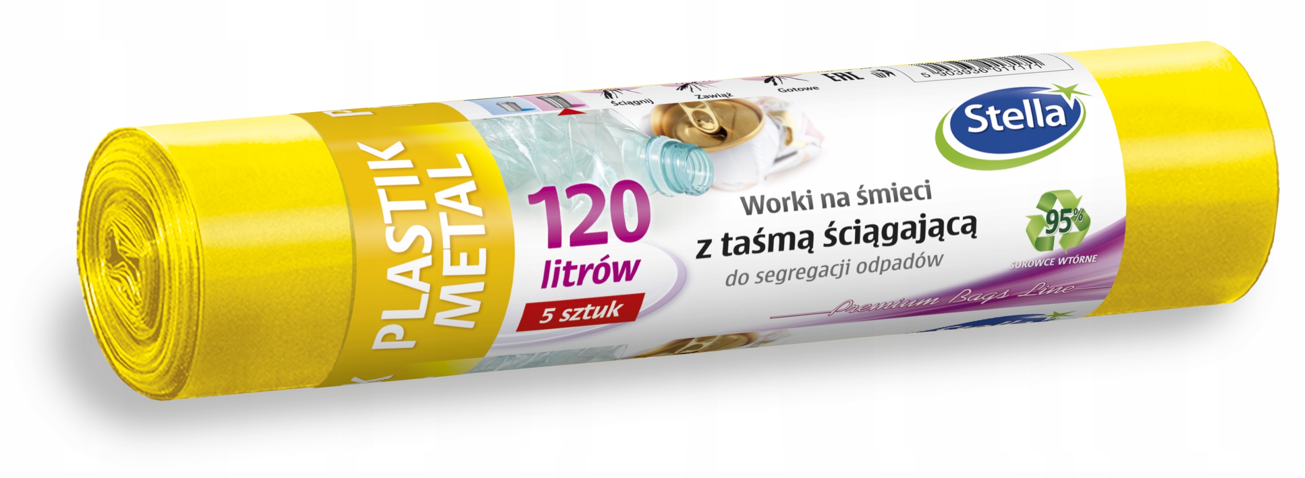 

Worki z taśmą do segregacji żółte Plastik 120L a5
