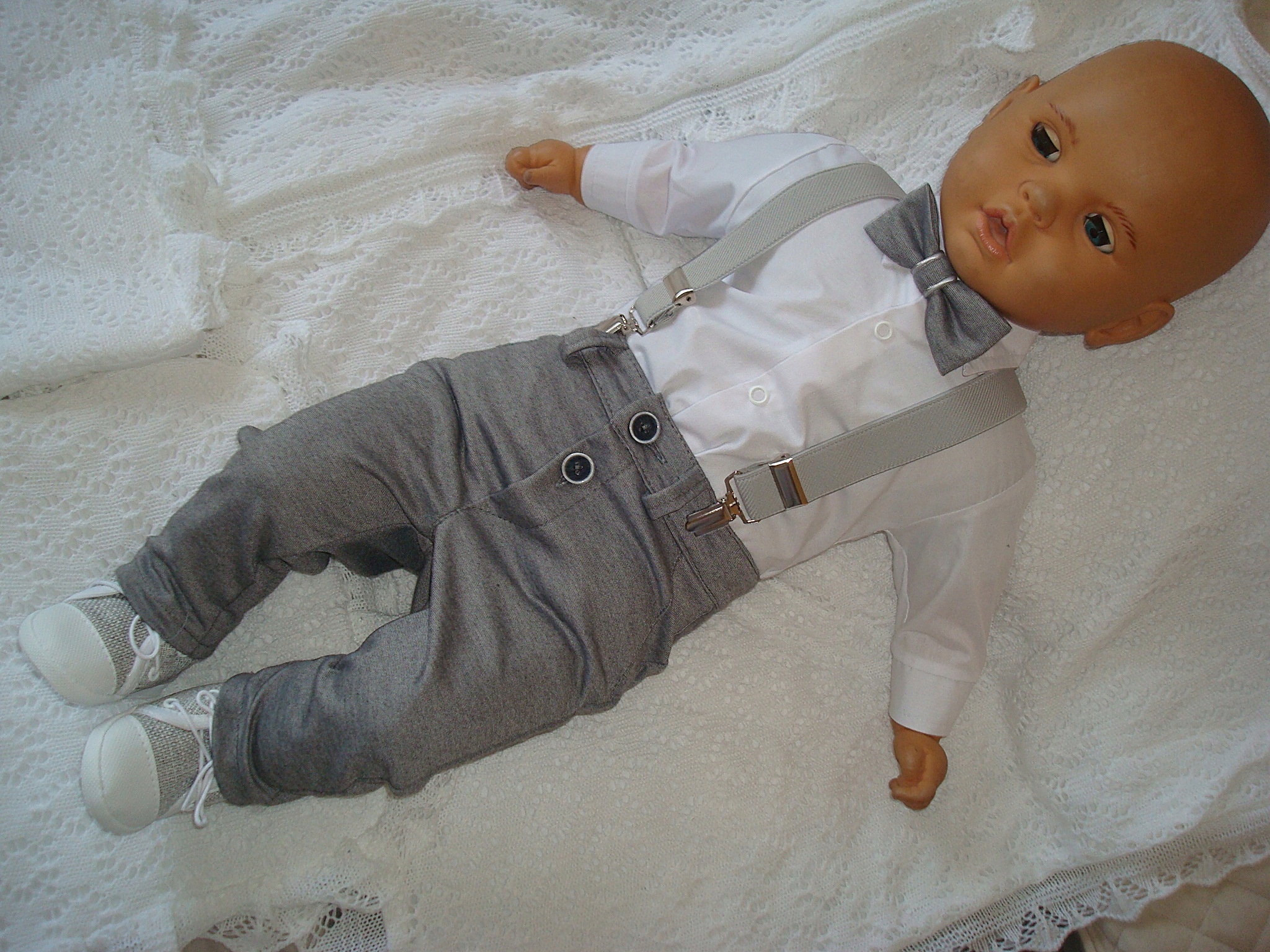 BAWEŁNA KAMIZELKA KOMPLET UBRANKO/CHRZTU/WESELE/80 Marka bez marki