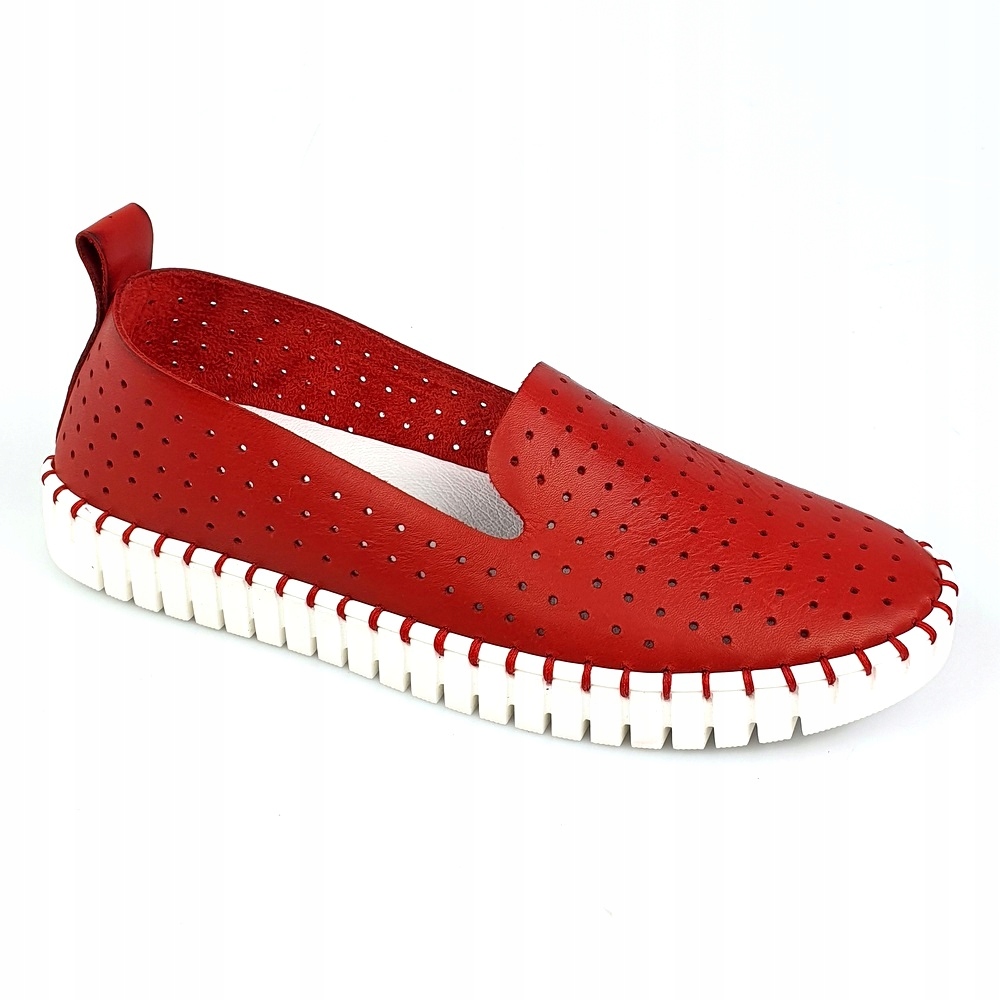 

Nessi 18390 miękkie mokasyny slip on czerwone 38
