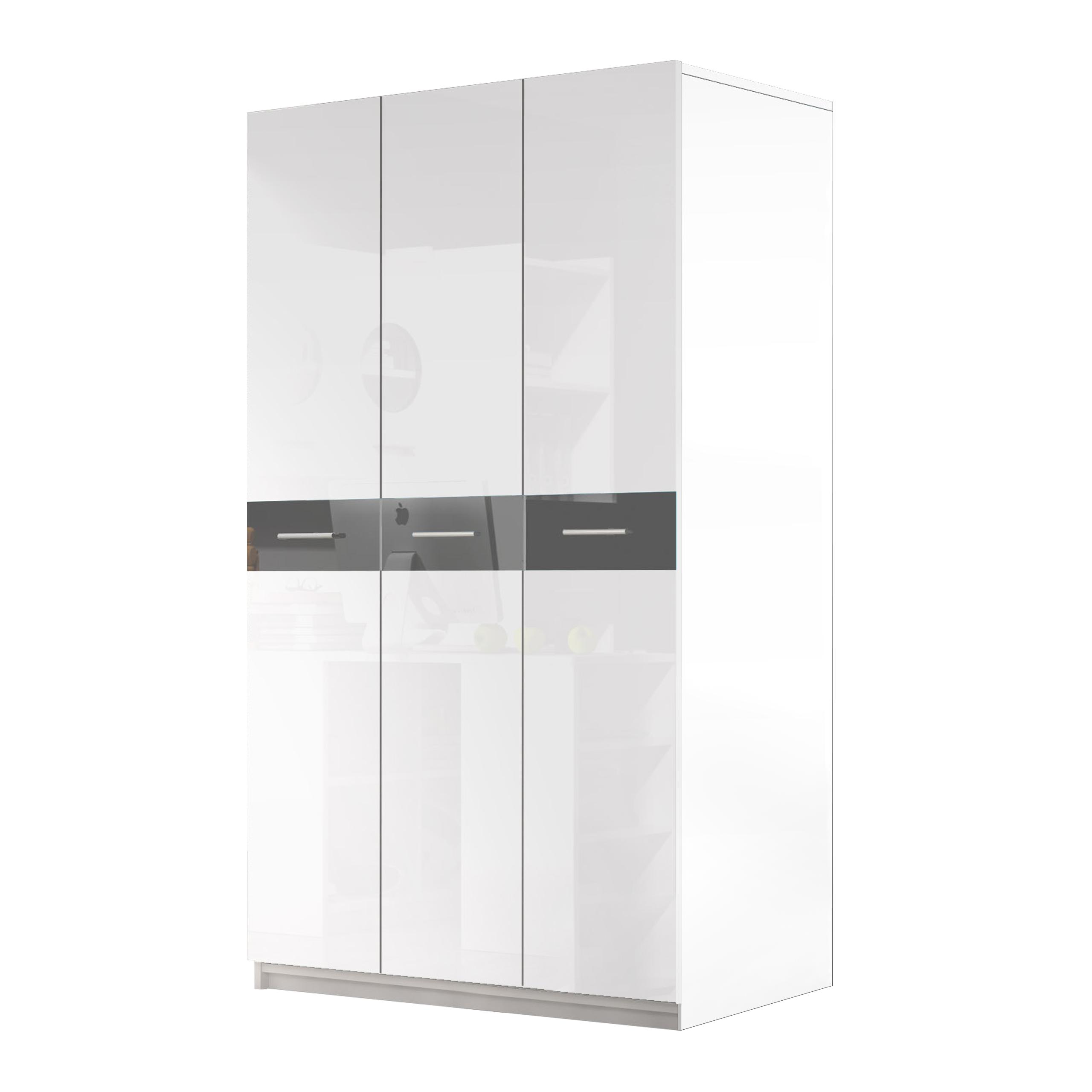 szafa RAJ 1 szerokość 120 cm - drzwi uchylne - biało różowy połysk Liczba elementów w zestawie 3