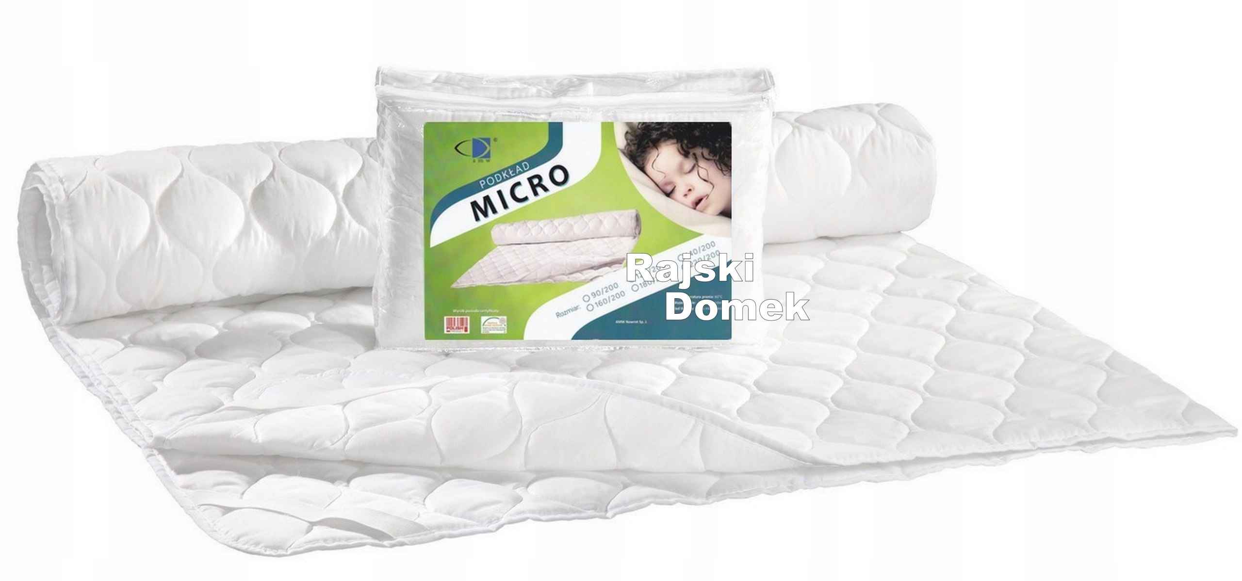 NAKŁADKA MATA MATERAC 90/200 OCHRANIACZ ŁÓŻKO 90 Wymiary 90x200cm