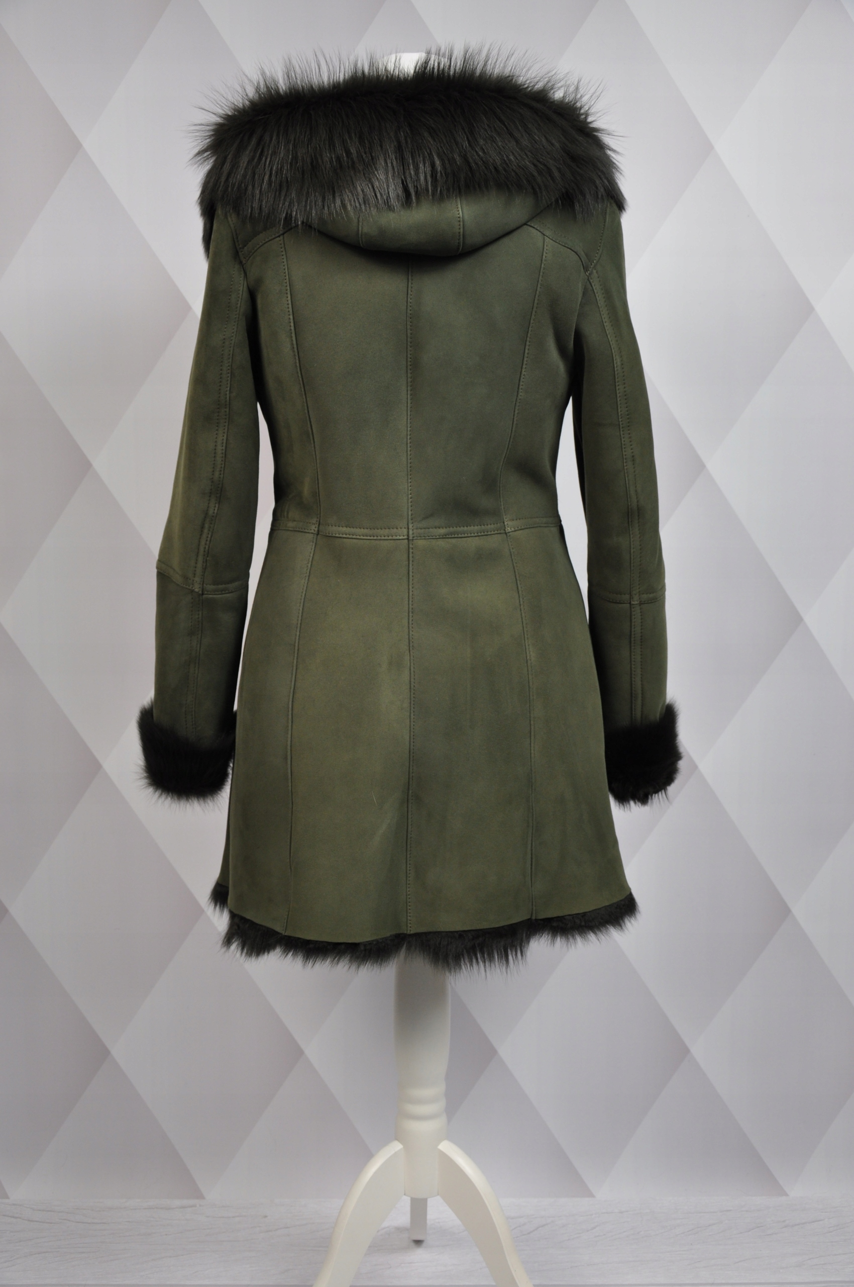 Kożuchy_Kowalski kurtka płaszcz khaki L pałasz naturalny kożuch naturalny Kolor wielokolorowy