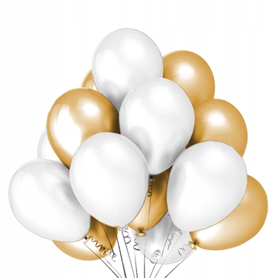 

balony zestaw Złote Białe Roczek Ślub 50 szt duże