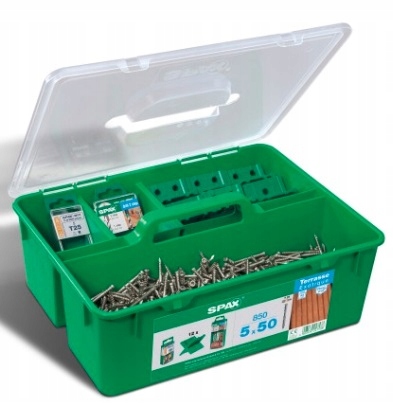 Spax Sada terasových skrutiek do dreva 5x50mm 850 Ks Green Box Staré zlato