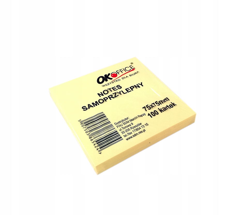 

Notes Samoprzylepny 75 mm x 75 mm Żółty