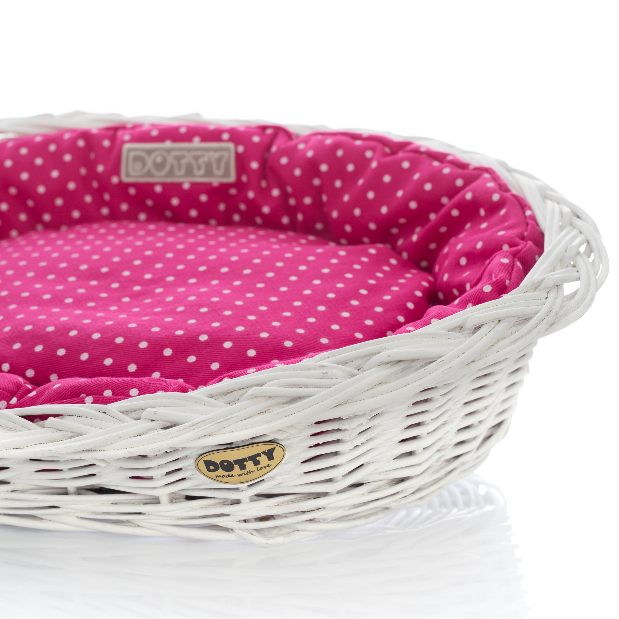 Levně Pelíšek pro psa kočku, proutěný koš, malovaný, bílý košík, bavlna