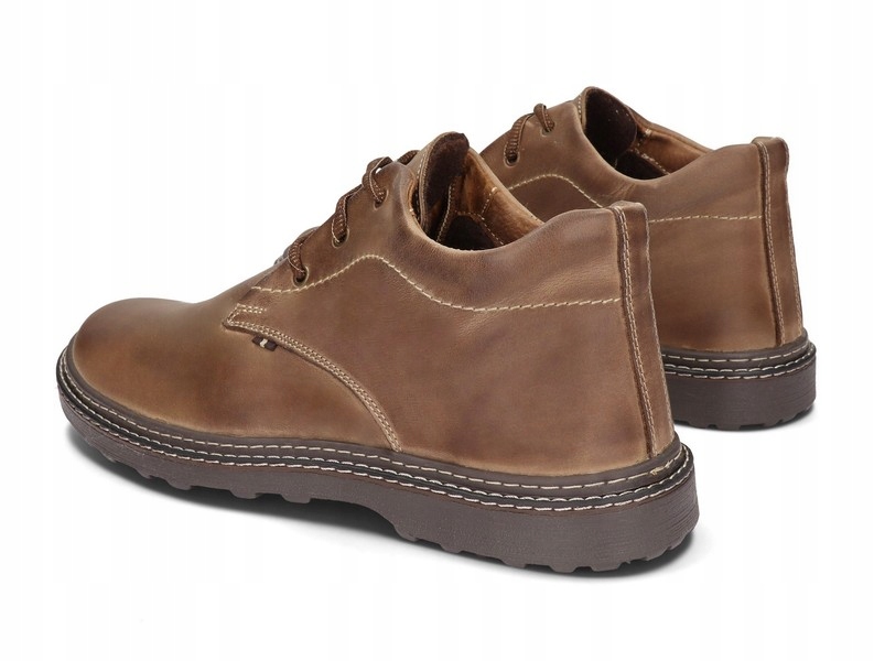 TRAPERY OCIEPLONE PÓŁBUT TRZEWIKI SKÓRA 056 BR 42 Kolor brązowy