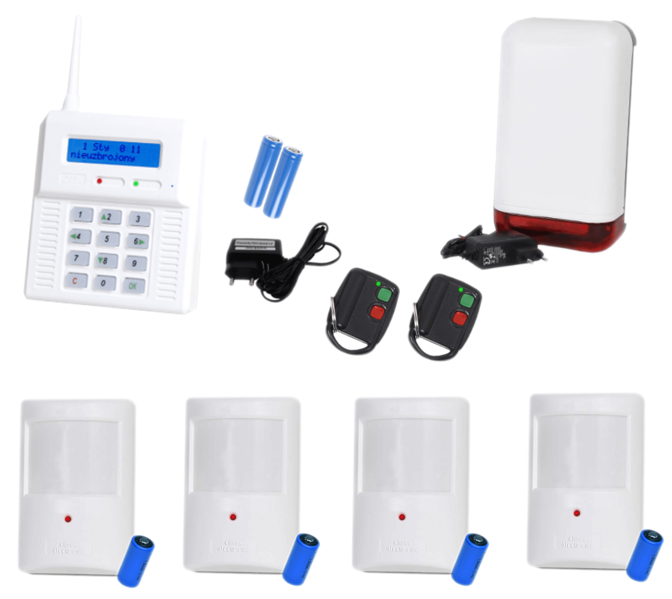 ELMES SYSTEM BEZPRZEWODOWY 4 CZUJKI GSM ALARM