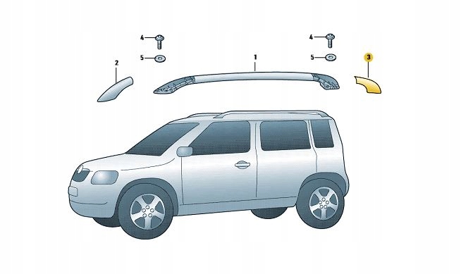 NAKLADKA NA RELING DACHU SKODA YETI LEWY TYL Part number 5L0860149GT5