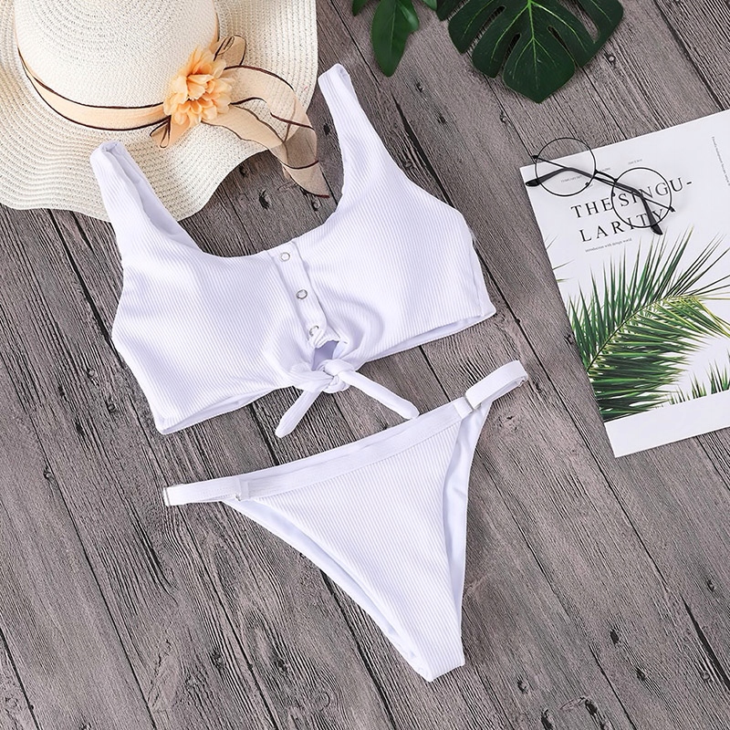 SEKSOWNY STRÓJ KĄPIELOWY WIĄZANY BIKINI KOLORY L Wzór dominujący bez wzoru