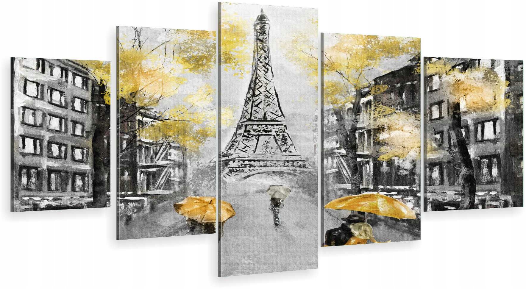 

Tryptyk 5-CZĘŚCI Na Ścianę Namalowany Paryż 800 Wz