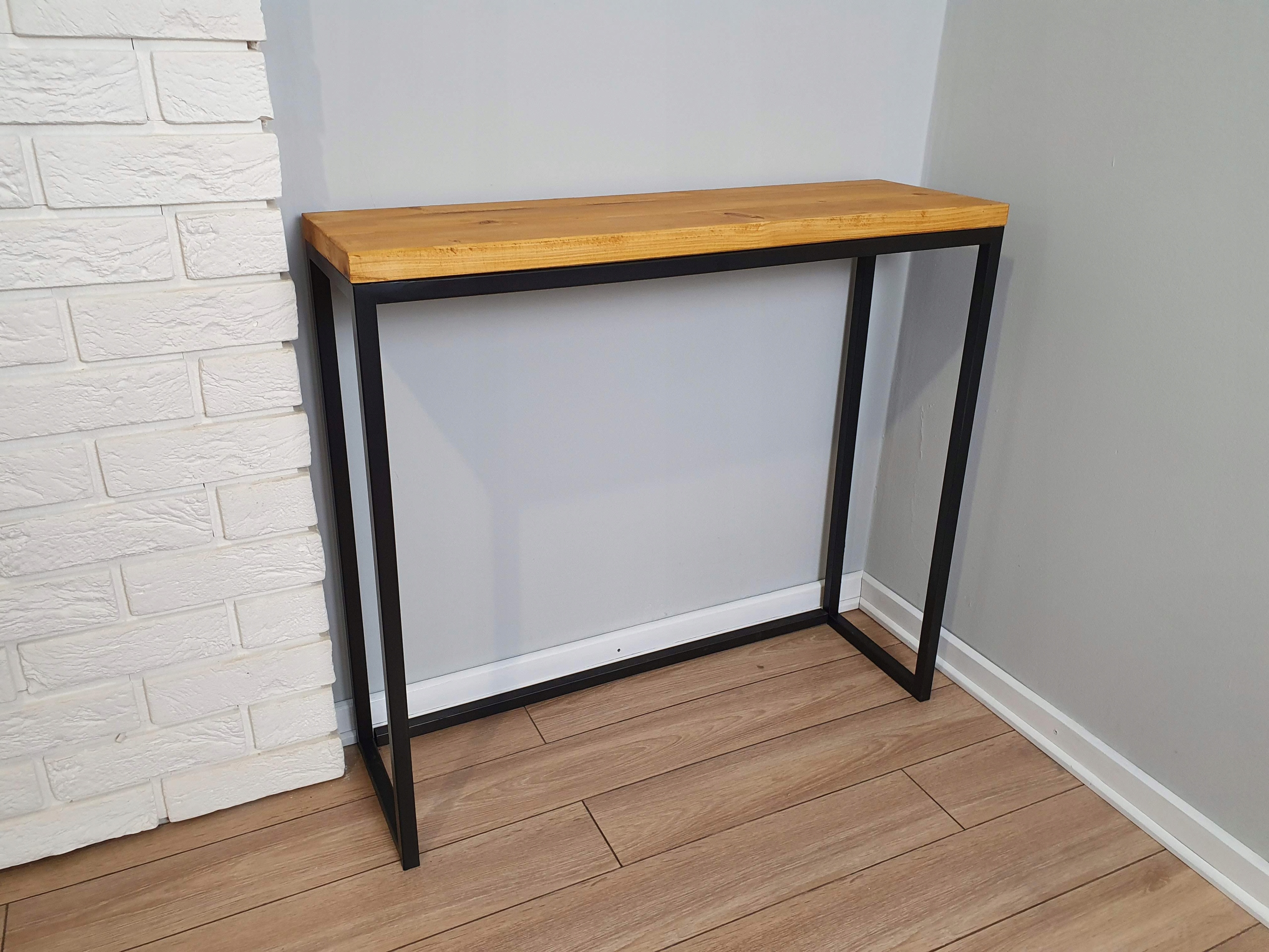 KONSOLA LOFT drewniany blat industrialny STOLIK Wysokość mebla 72 cm
