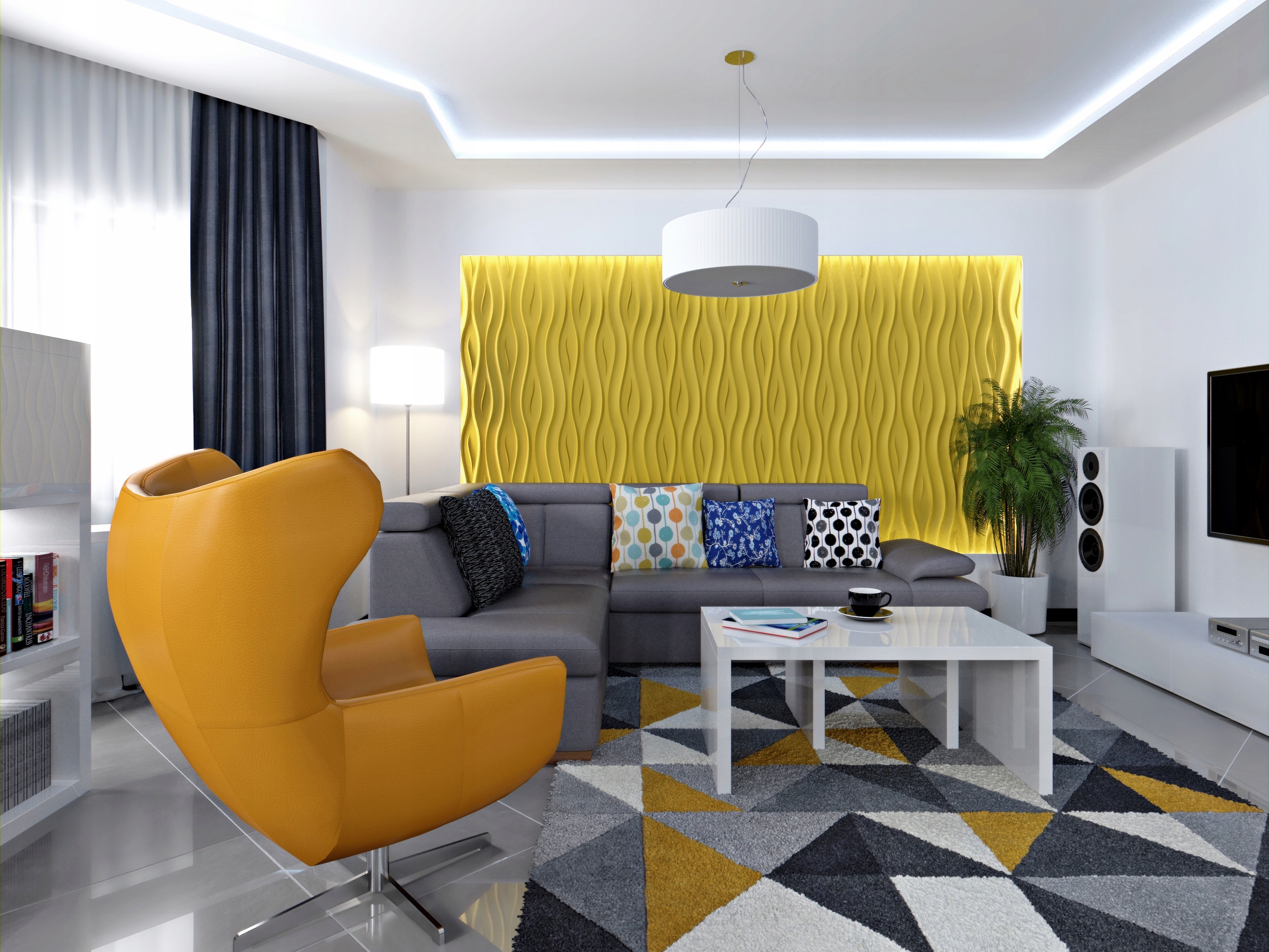 Styropianowe Panele Ścienne 3D 60x60OCEAN Gama kolorystyczna biel