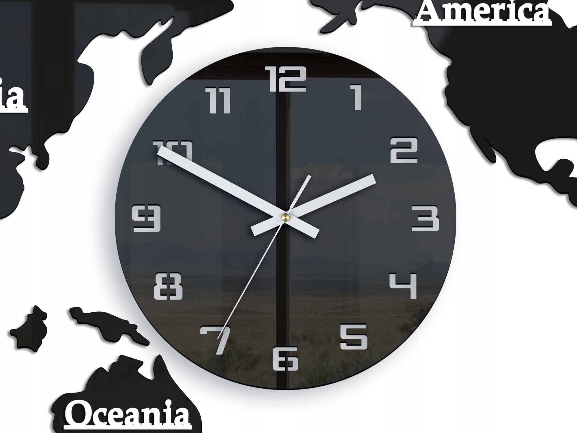 Zegar ścienny WORLD Mapa Świata 110 X 55 cm Marka ModernClock