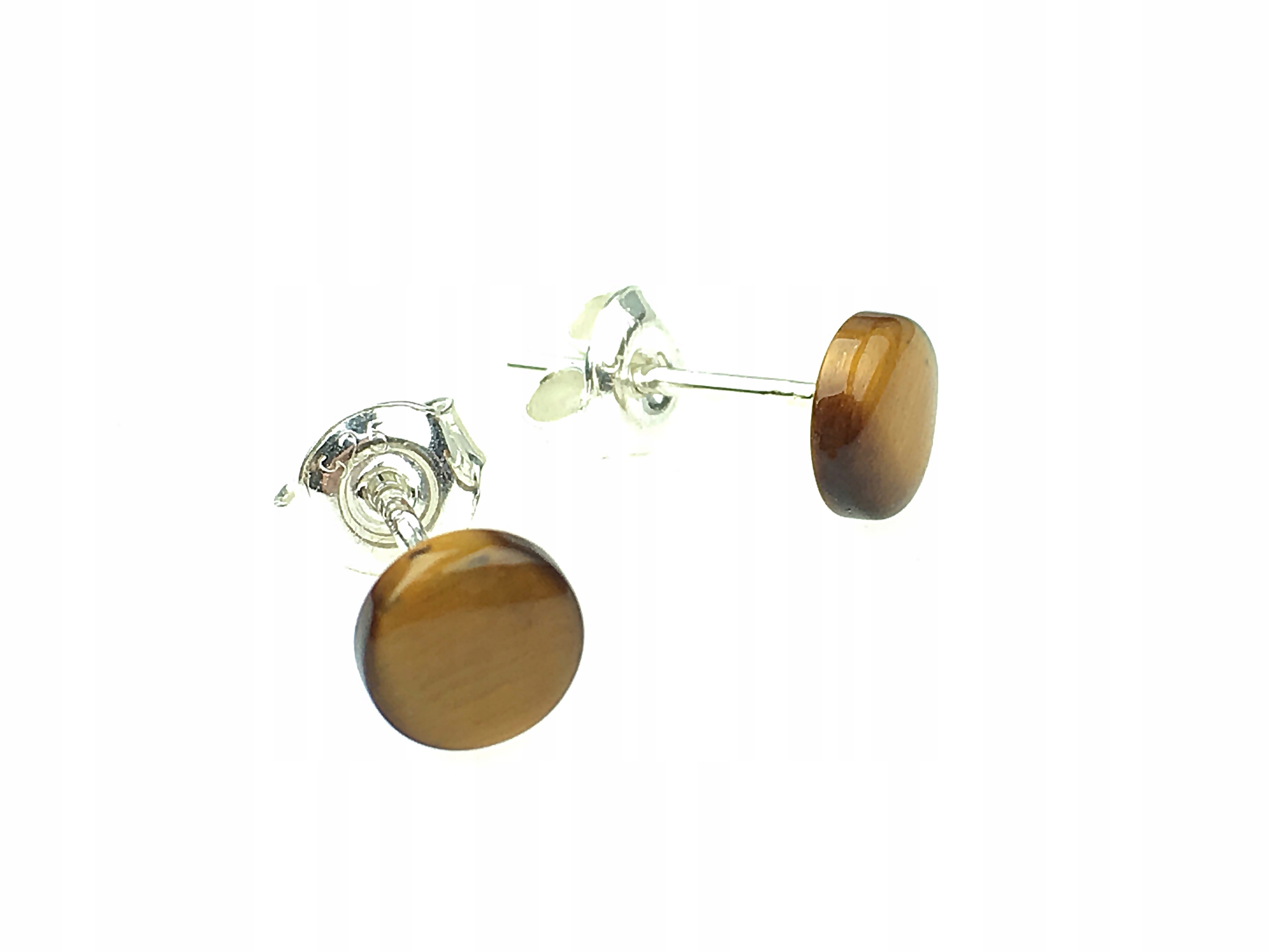 

kolczyki srebrne pr.925 tygrysie oko wkrętki 6mm