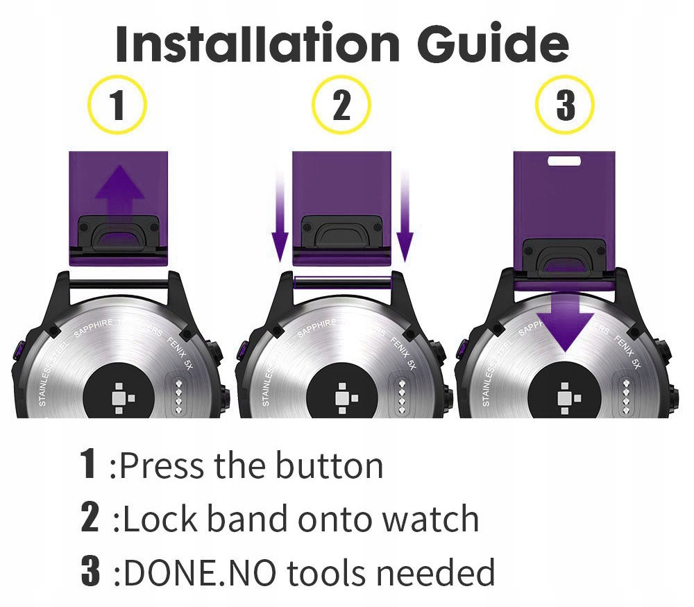 FIOLET Silikonowy Pasek Garmin FENIX 6S QuickFit Model Fenix 6S