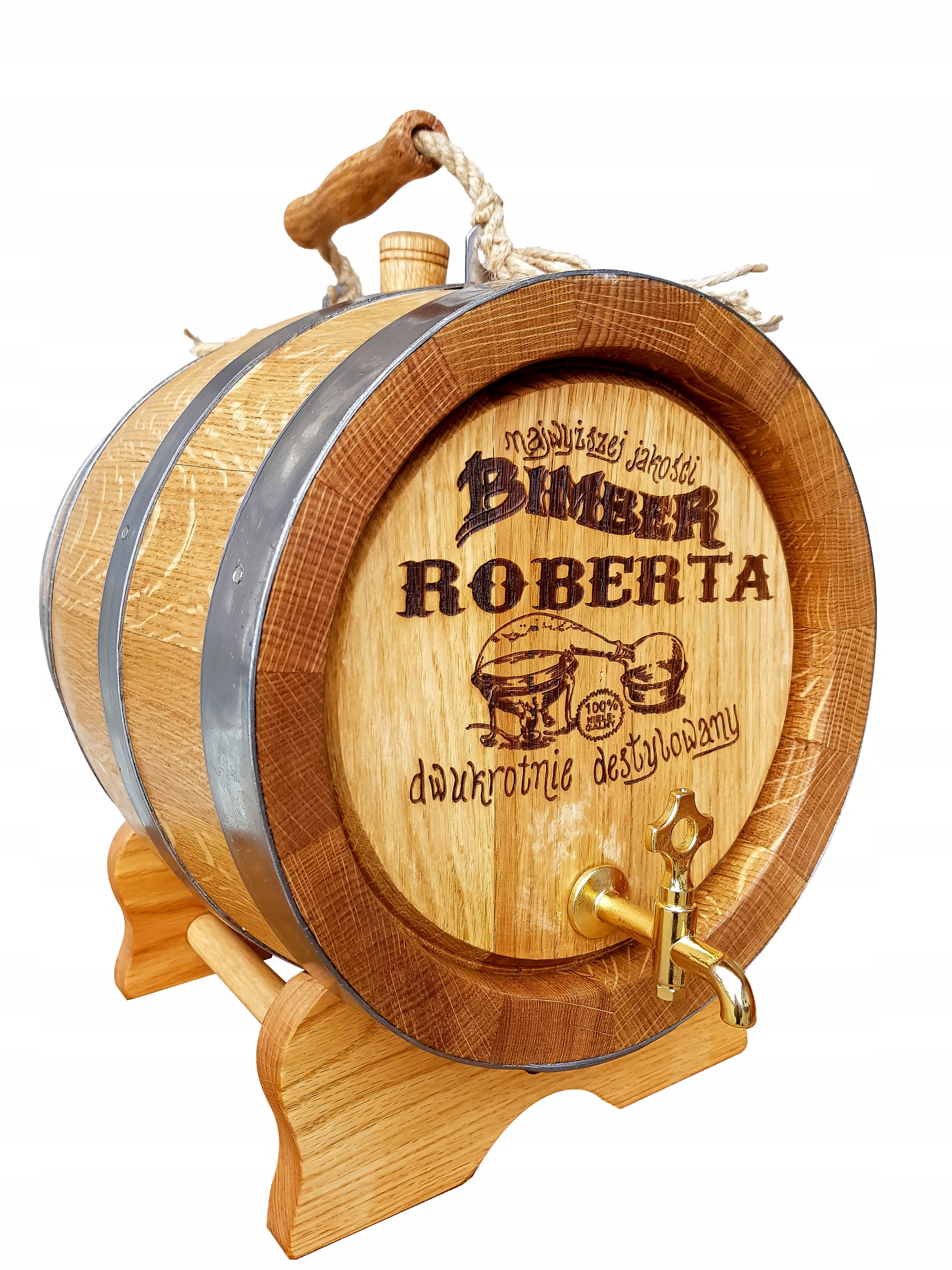 Beczka Dębowa 10L z Rączką prezent bimber GRAWER