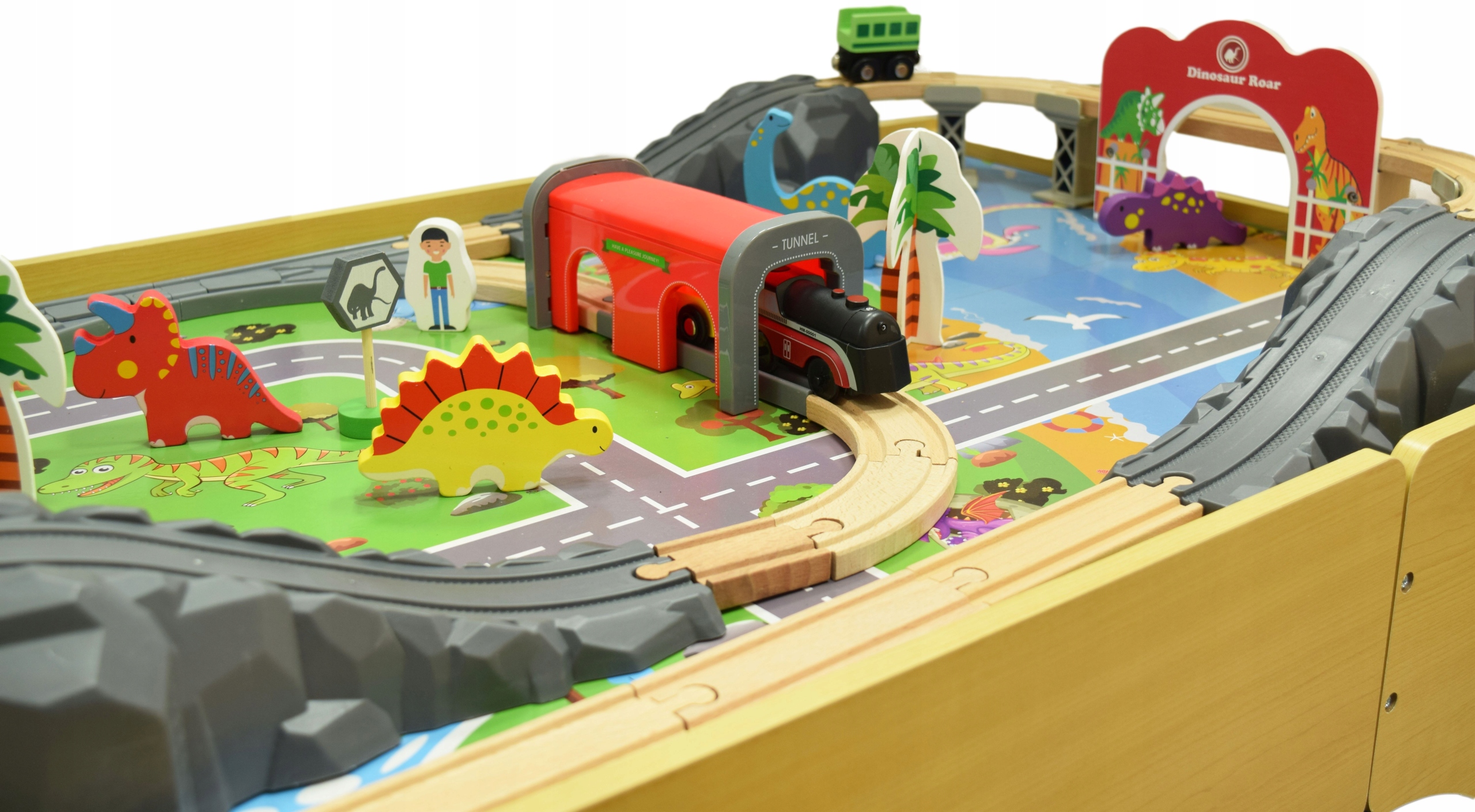 Kolejka Jeżdżąca KRZYŚ Drewniana Światła Dźwięki Materiał drewno karton metal papier plastik