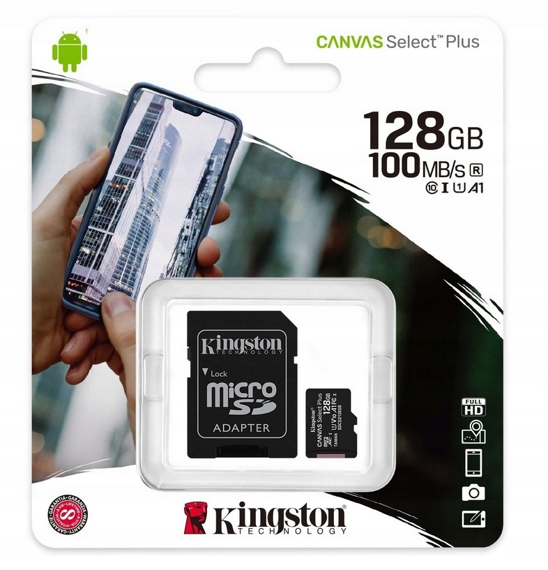Paměťová karta Kingston Canvas Select 128GB Sd Micro Sd adaptér