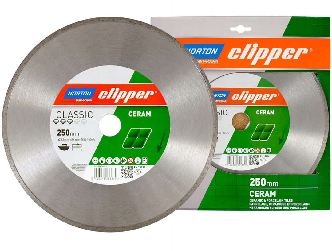 

Tarcza diamentowa 250x25,4mm Clipper Ceram Norton