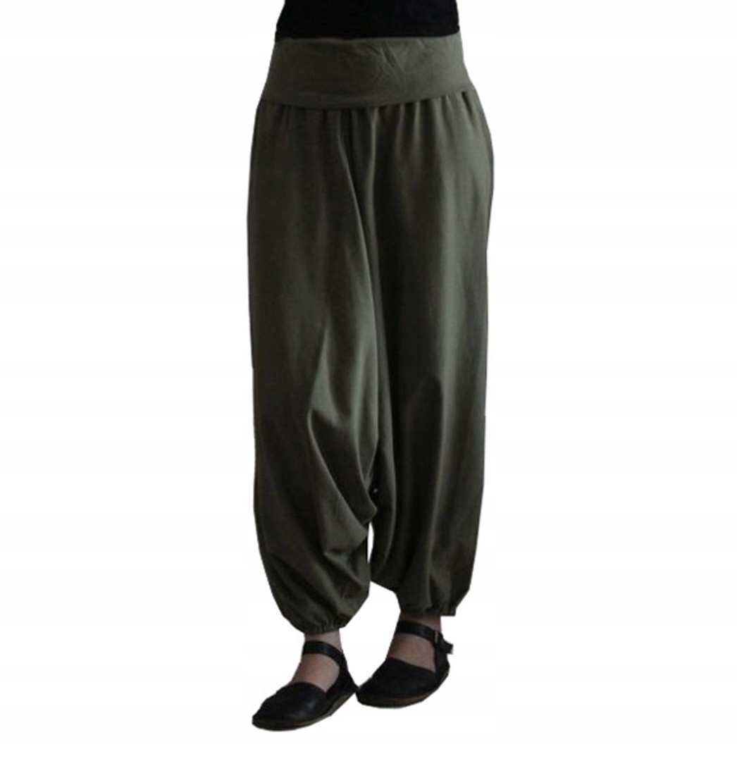 

Spodnie szarawary gładkie do jogi vintage khaki